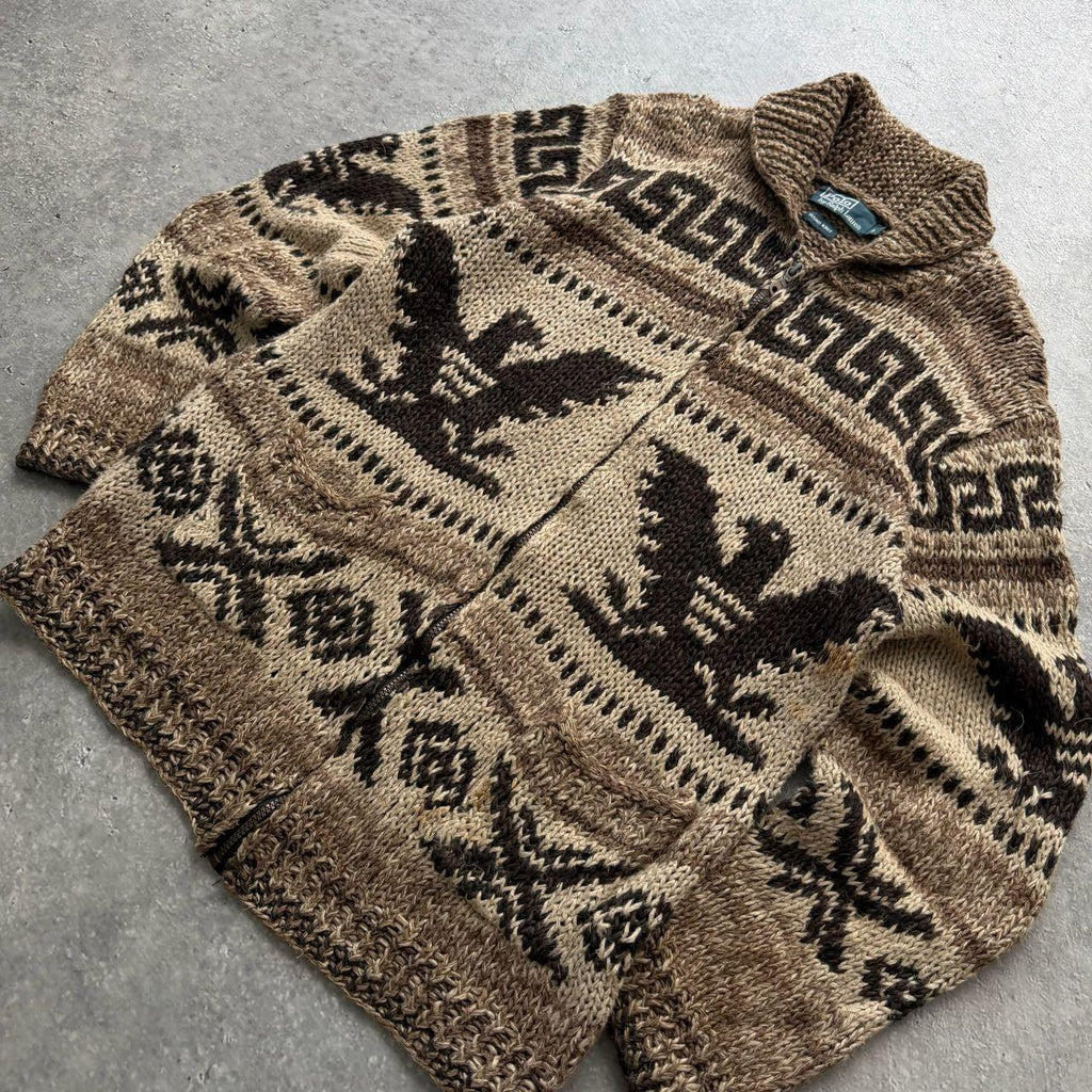 2000's Polo Ralph Lauren Hand Knit Zip Sweater (L)